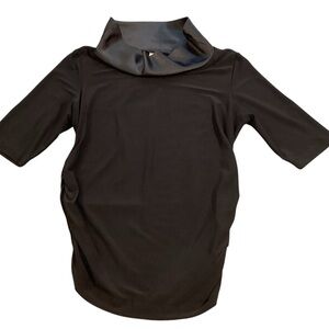 JW San Francisco Satin Cowl Collar Black Stretchy Maternity Top, Medium Vintage